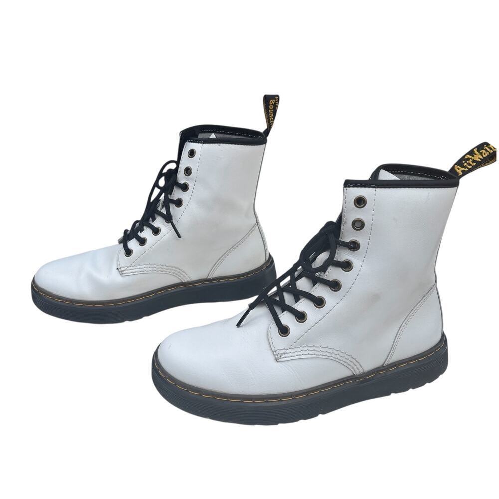 Dr Marten Zavala White Leather Combat Boots US Women's Size 8 EU 39 - Picture 3 of 8